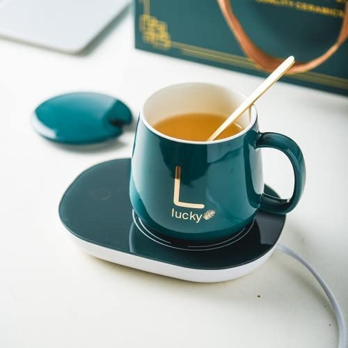 Ceramic Toughened Glass Coffee Cup Warmer Plate, Heating Mug Warmer Plate, Electric Beverage Warmer Water Coffee Milk Desktop Heating Plate Mug Warmer for Office Use