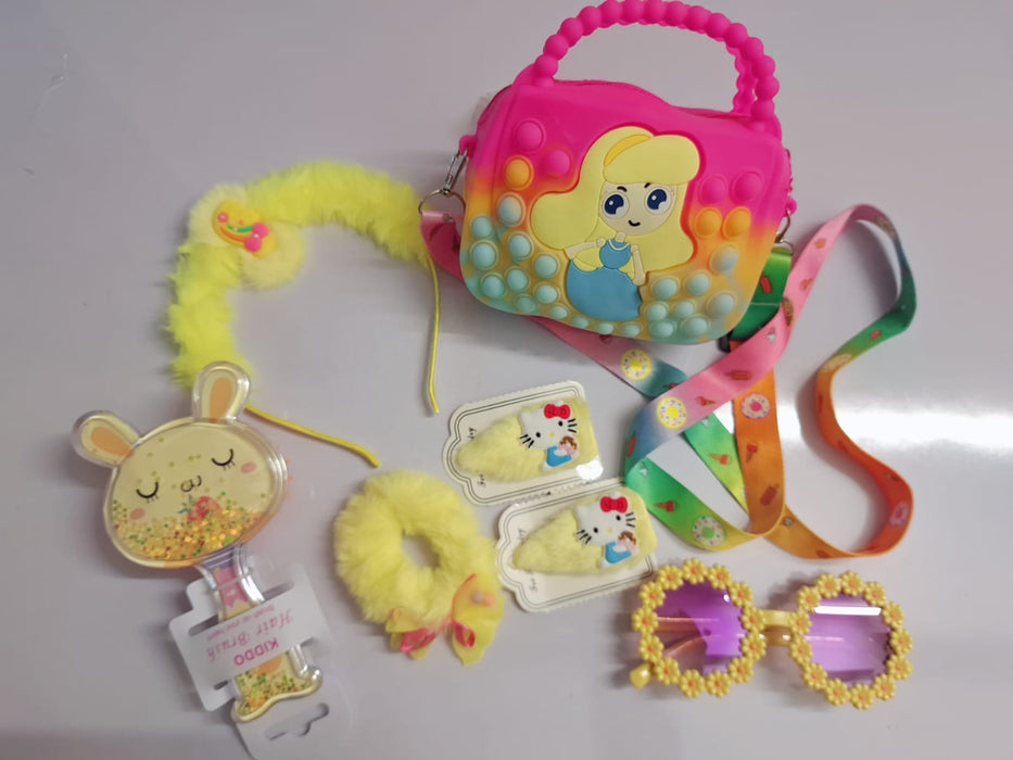 Trendy Kids Accessories Set best Gift for EID – Unicorn Pop-It Bag, Hair Accessories &amp; Sunglasses