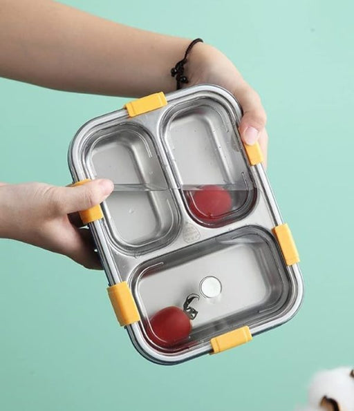 Stainless Steel Lunch Box Premium | Lunch Boxes With Removable Inner Plate Reusable For Adults, Kids Leakproof Reusable Microwave Freezer Safe (random Color)