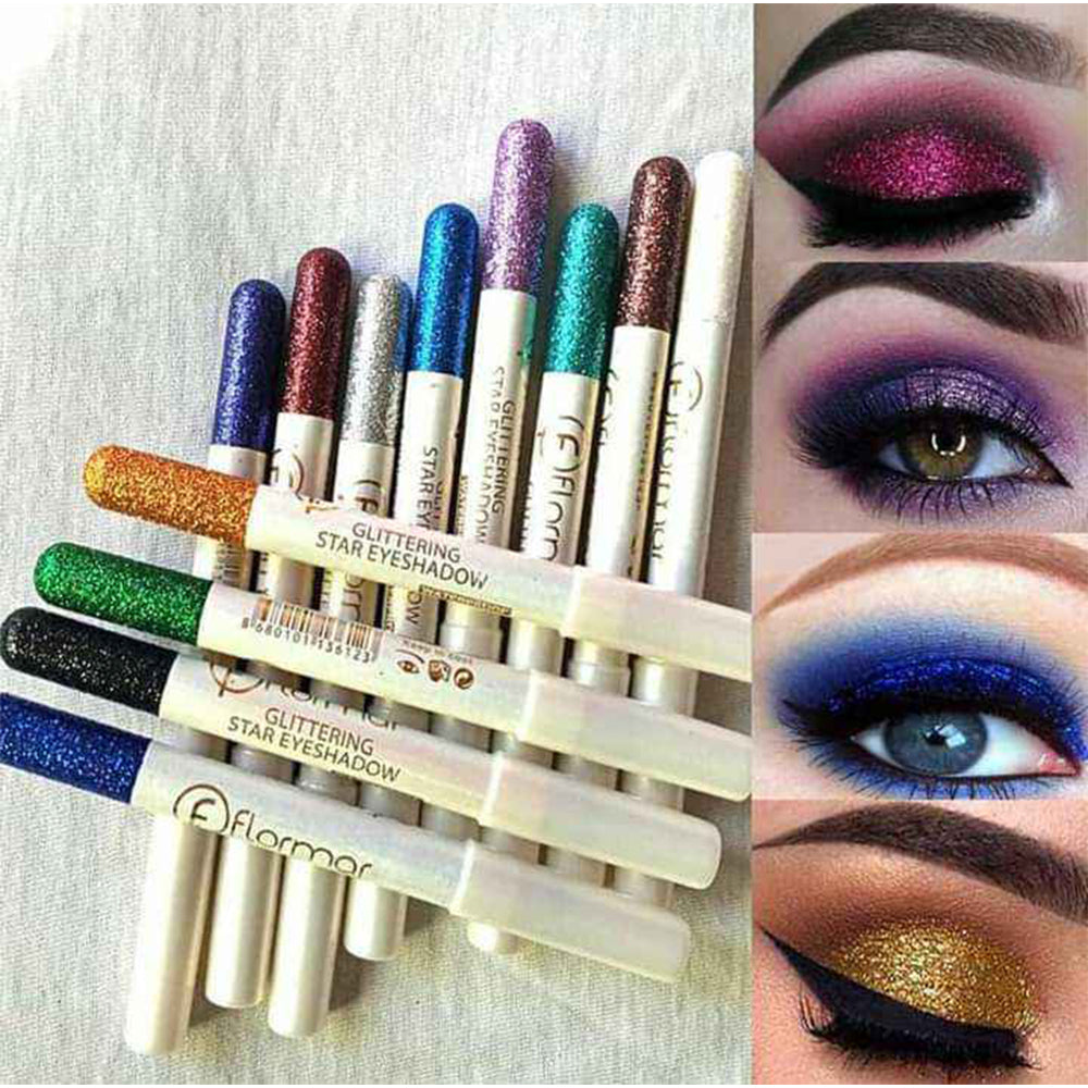 Flormar pack of 6 Glitter Multipurpose Pencils Glitter Eyeliner Pencils – Metallic Colors Eyeliners Eyeshadow Pencil Set, Natural Long Lasting (random Color)