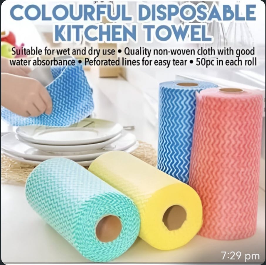 pack of 2 Reusable Cleaning Cloths Disposable Cleaning Cloth Dish Cloth Dish Towels Dish Rags All Purpose Cloths on a Roll - 1 Roll Blue&1 Roll Red Pack of 200