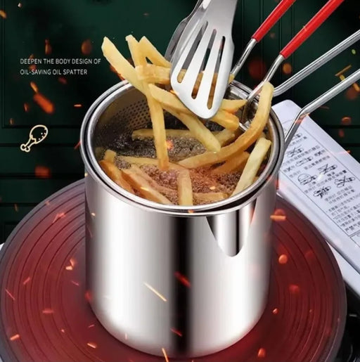 Deep frying pot with strainer, oil filter pot, cooing pot Portable Cooking Pot with Strainer Basket French Fries