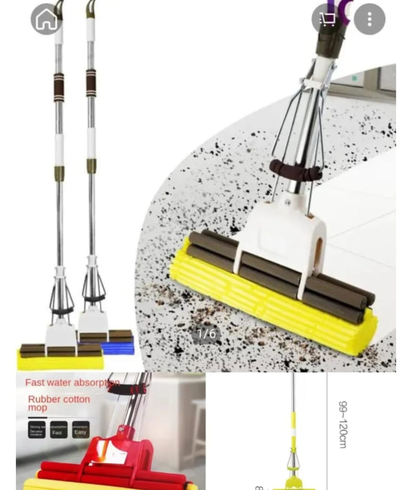 New squeezable Mop with sponge, cleaning tool for home office soaks water dry surface