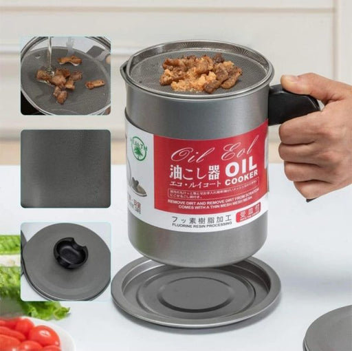 High Quality Fryer Oil Filter Pot Carbon Steel Oilcan With Stainless Steel Kitchen Storage Jug Cooking Pot