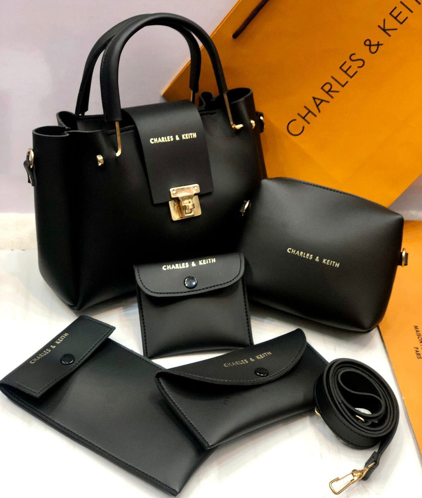 5 Pcs soft Leather Shoulder Bag Set For Girls Charles & Keith Handbag cross body wallet mobile pouch makeup pouch