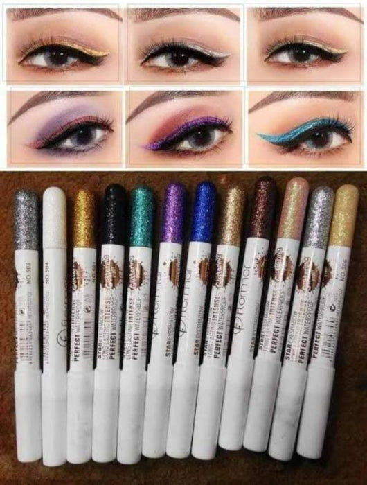 Flormar pack of 6 Glitter Multipurpose Pencils Glitter Eyeliner Pencils – Metallic Colors Eyeliners Eyeshadow Pencil Set, Natural Long Lasting (random Color)