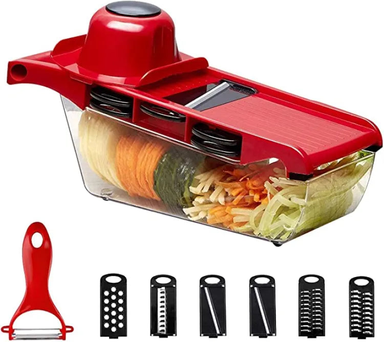 10 In 1 Mandoline Multi-functional Vegetable Cutter | Manual Potato Peeler, Carrot, Cheese, Grater Dicer (random Color)