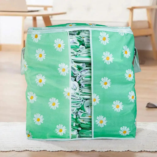 4-Piece Foldable Heavy Quality Flower Print Storage Bag Organizer – Best Cloth Storage Solution for Wardrobes Glowngoodz