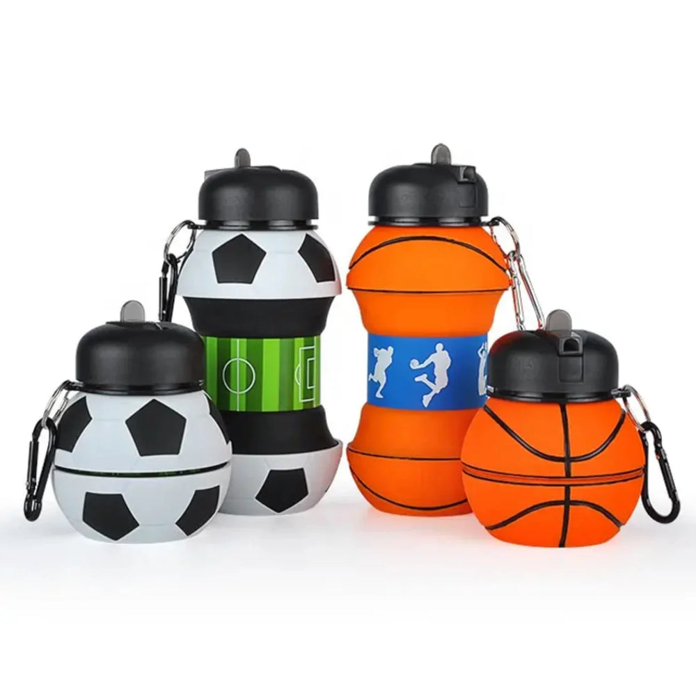 Collapsible Kid’s Water Bottle With Basketball Design – Leak-proof, Bpa-free, Food Grade Silicone(random Color)